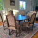 Solid oak dining table and 6 matching chairs.