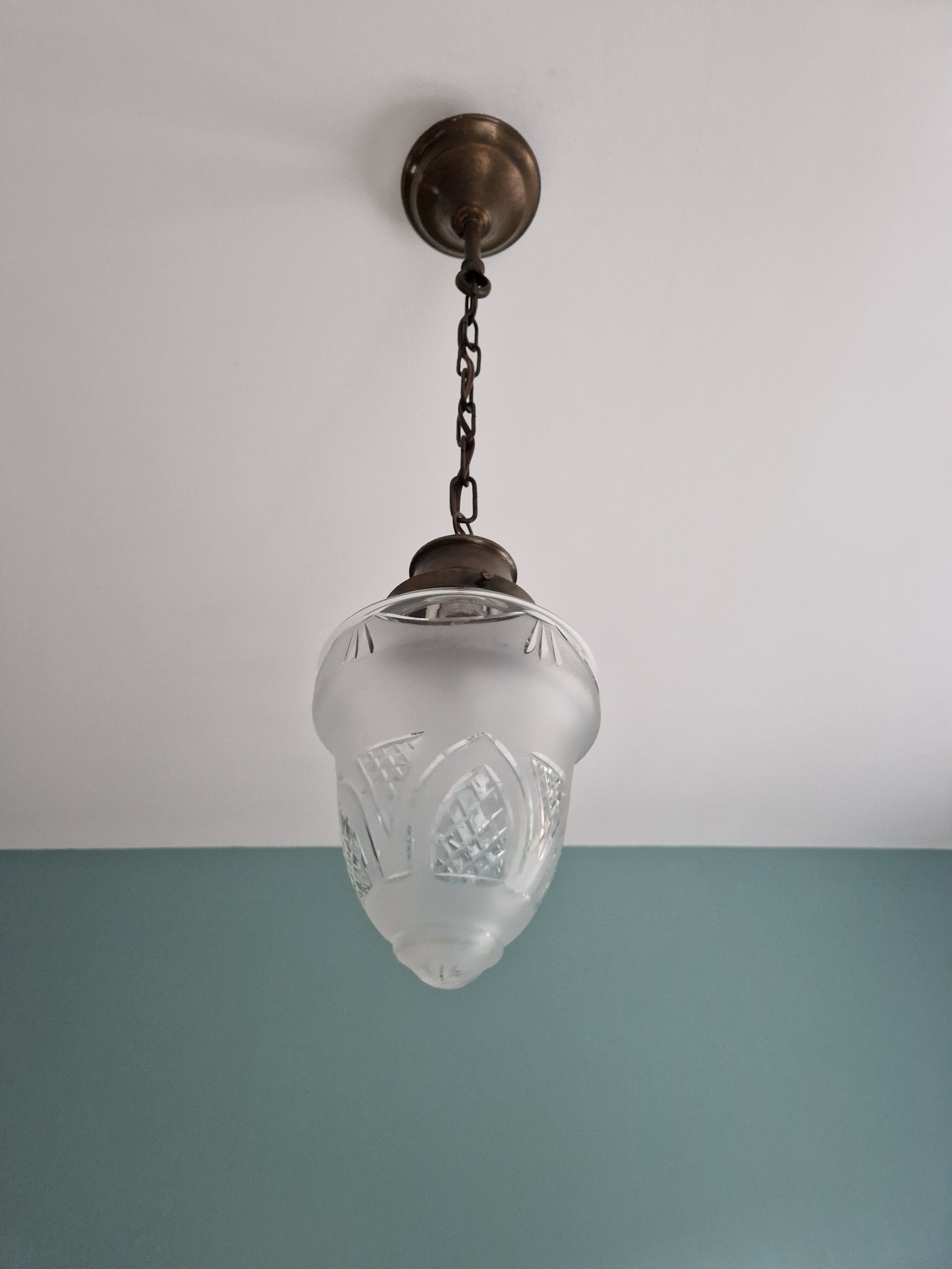 Crystal pendant lamp, Val Saint-Lambert, early twentieth century