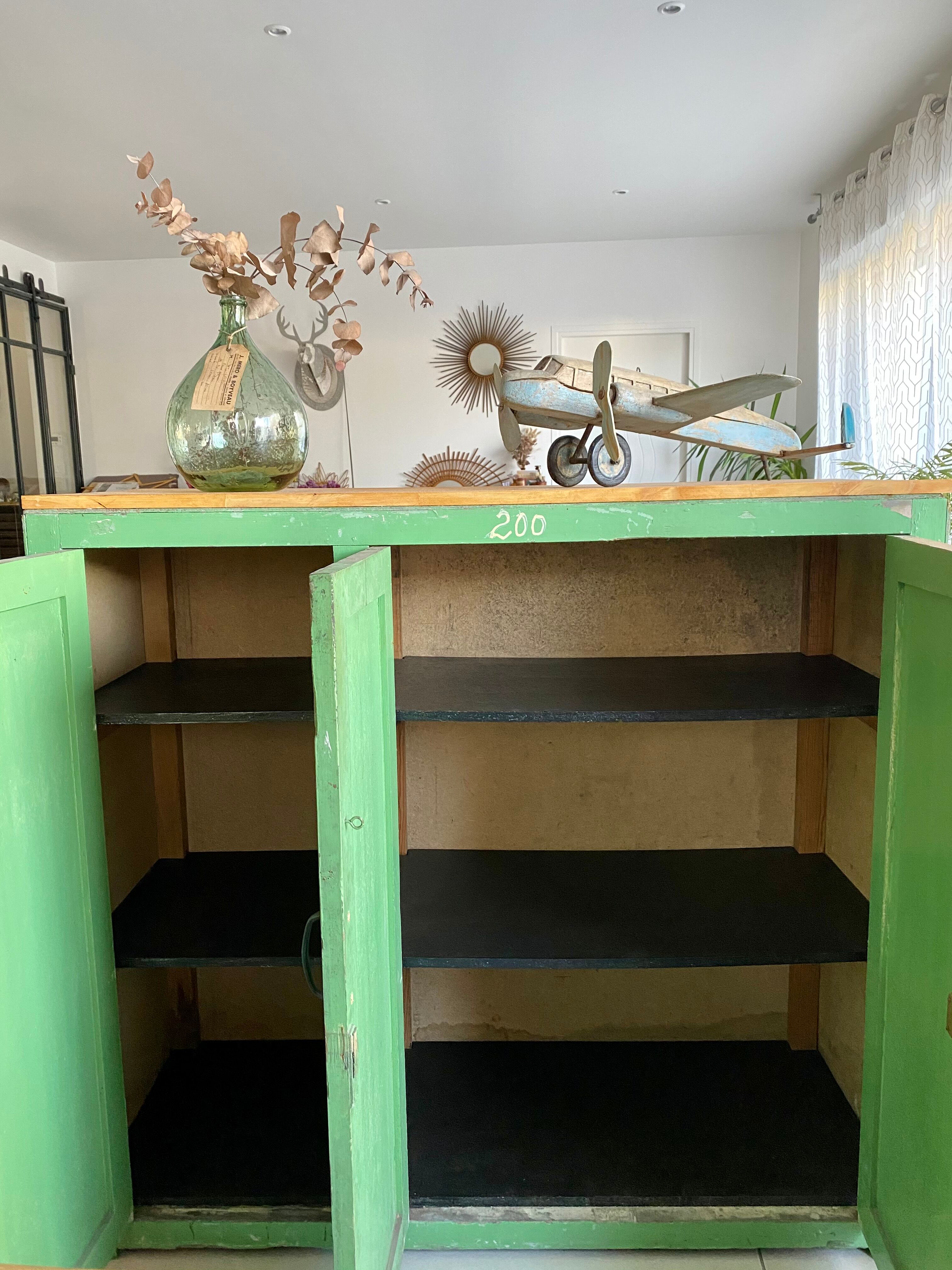 Meuble de métier en bois vintage