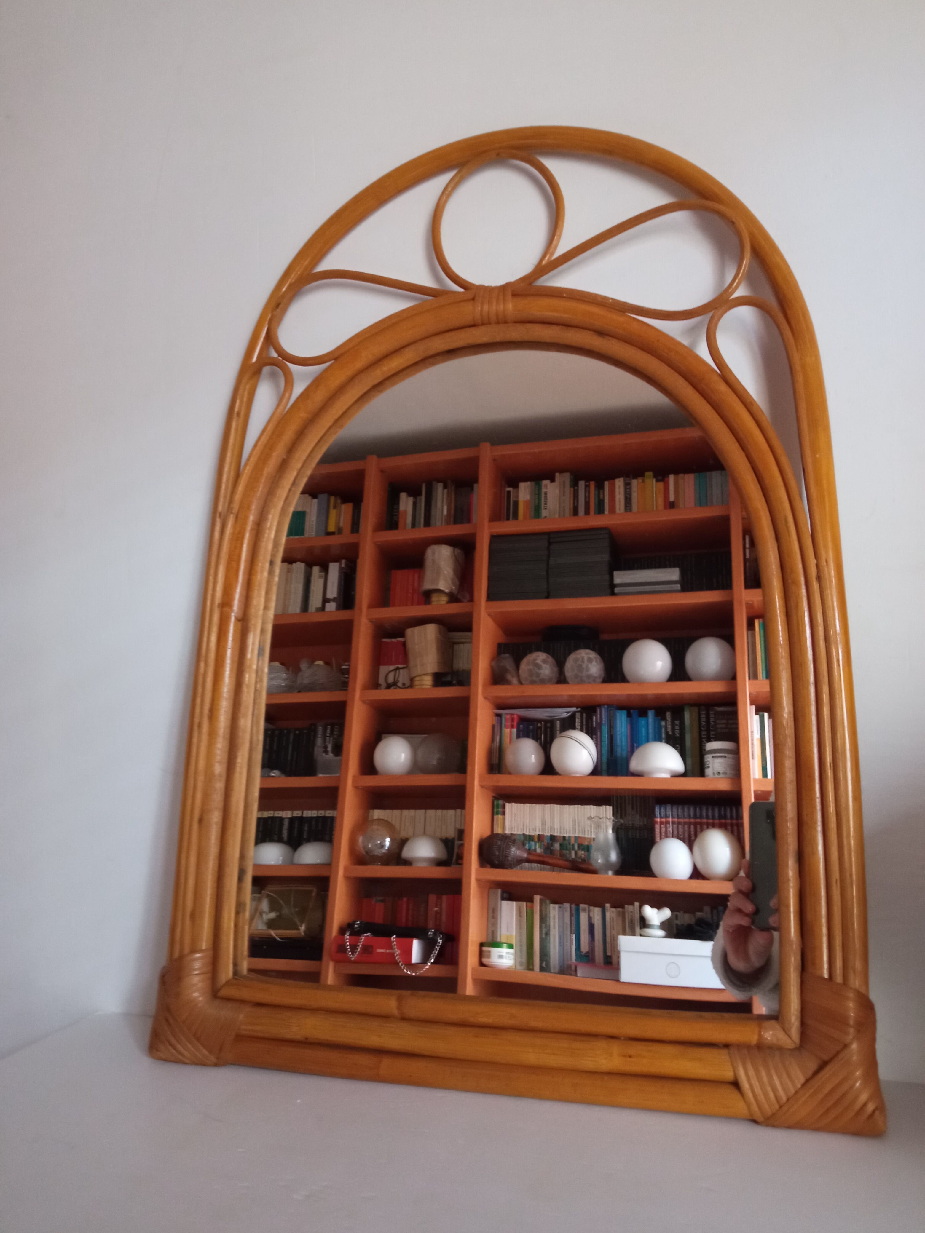 Miroir en bambou vintage