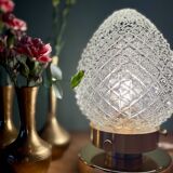 Vintage globe table lamp in diamond-point glass