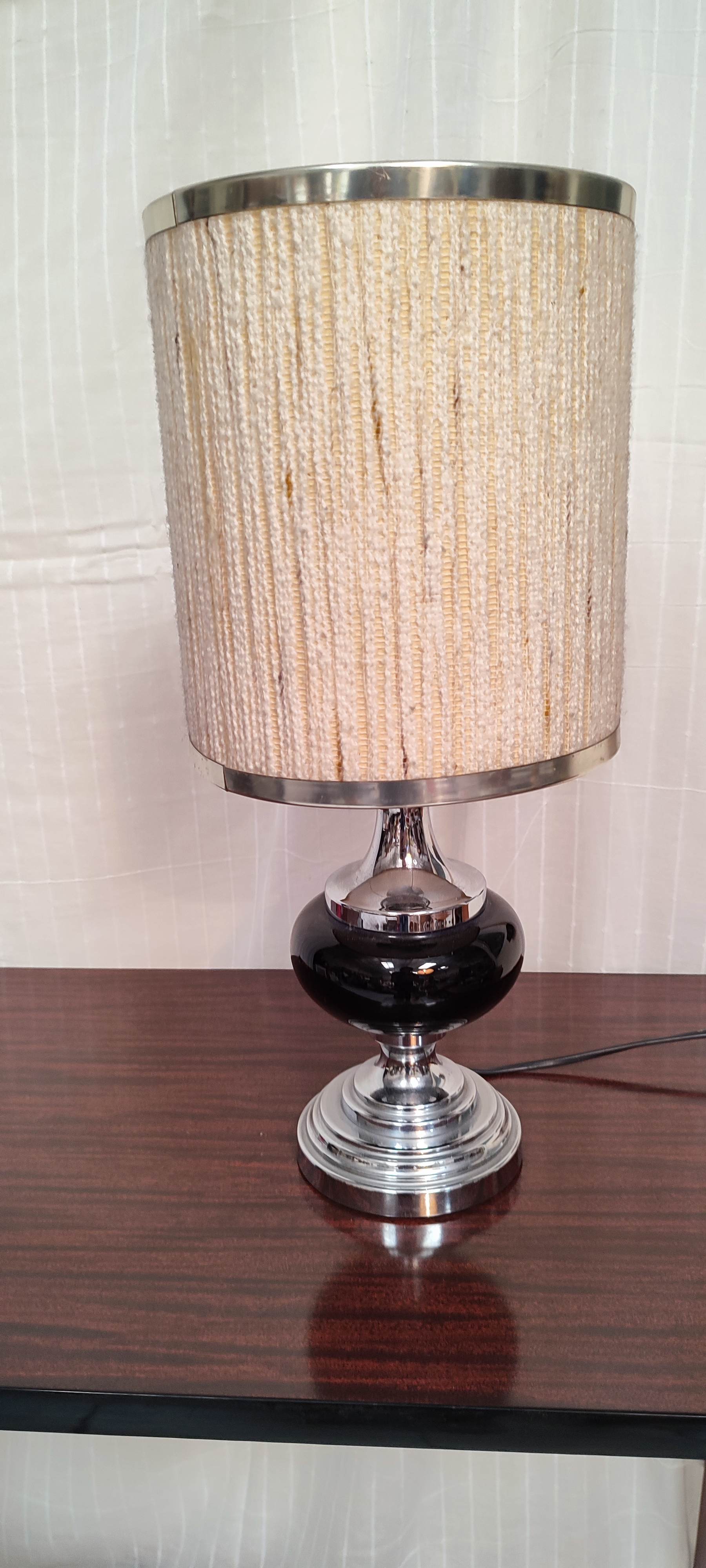 Vintage ceramic table lamp and chrome metal
