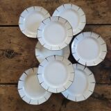 8 Dessert Plates in Limoges Porcelain - Silver Rim, Mid-20th Century