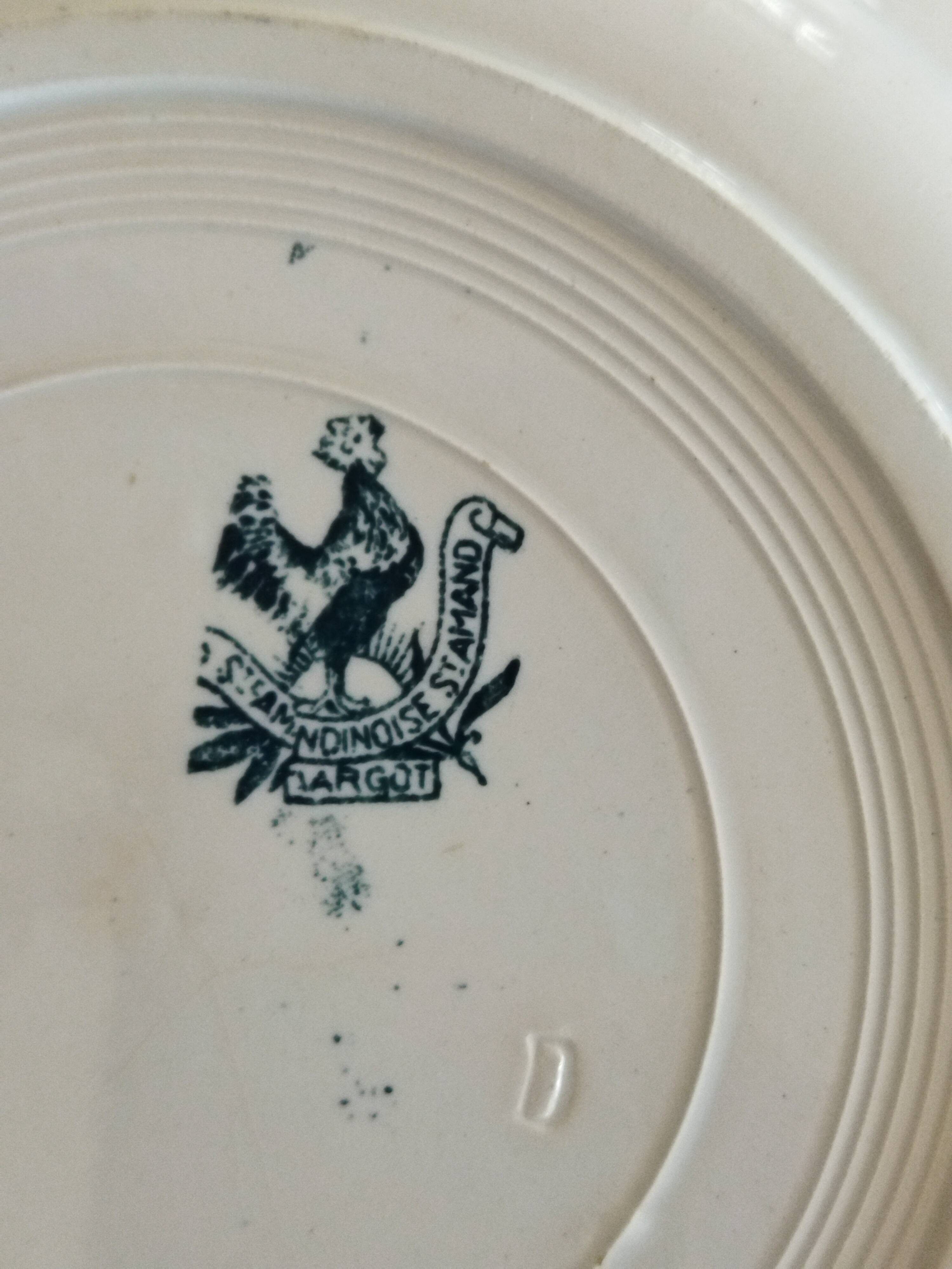 8 iron earthenware plates (St Amand Hamage HB & Cie Sarreguemines Digoin)