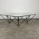 Pyramidal coffee table in steel wire and glass in the style of Piva