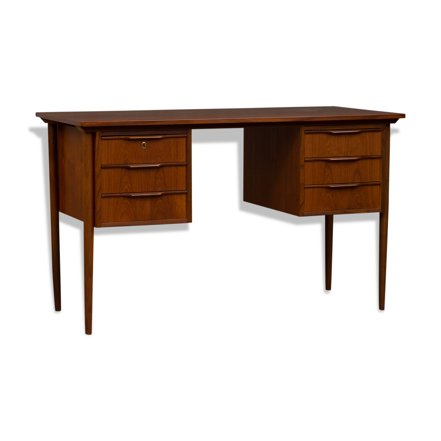 Danish teak desk with 6 drawers