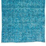3x6 ft handmade vintage turkish rug over-dyed in teal, ideal 4 modern interiors