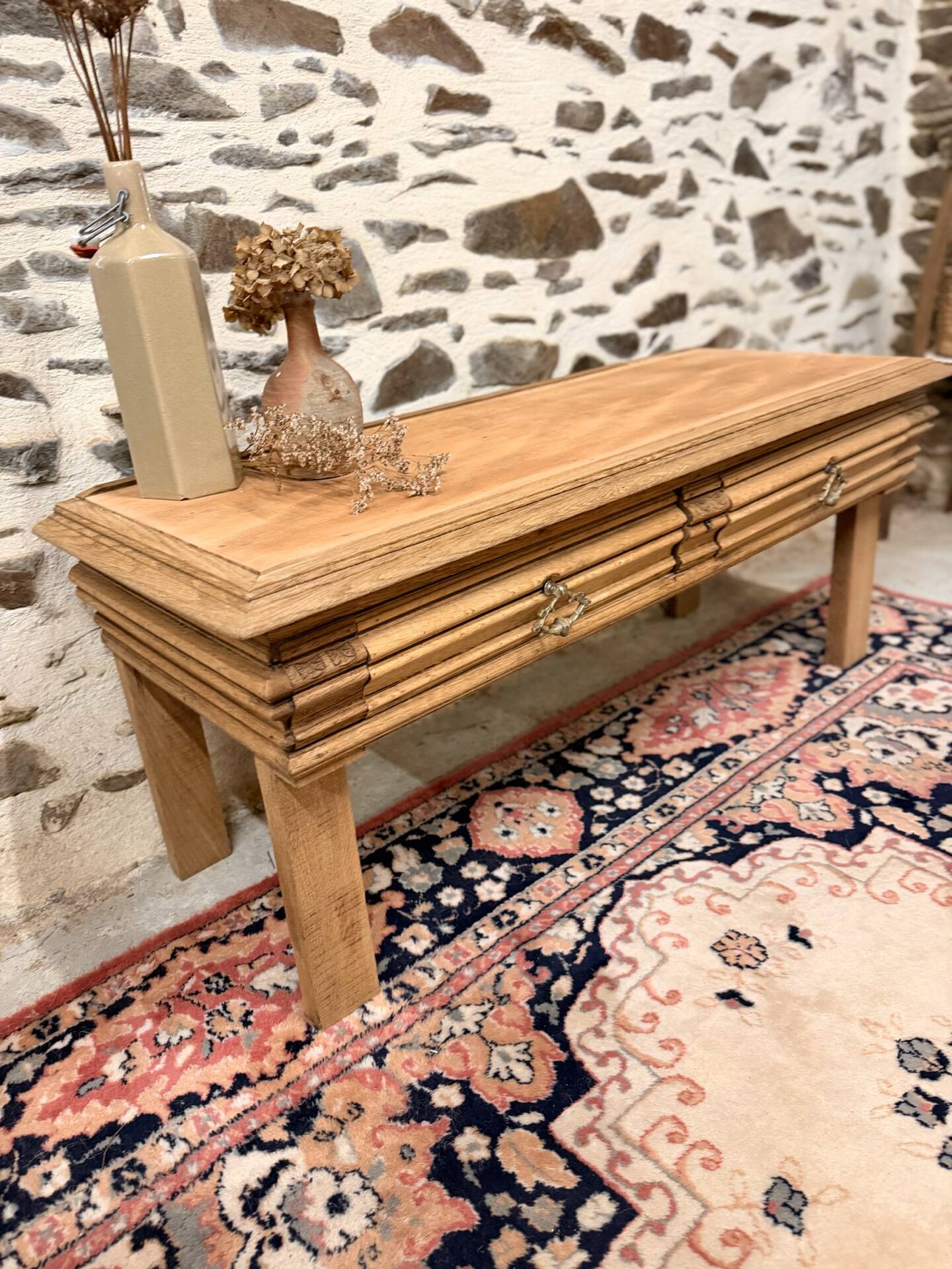 Nice vintage low wooden furniture.
