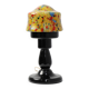 French Art Deco Table Lamp with Multicolored Spatter Glass Shade and Black