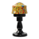 French Art Deco Table Lamp with Multicolored Spatter Glass Shade and Black