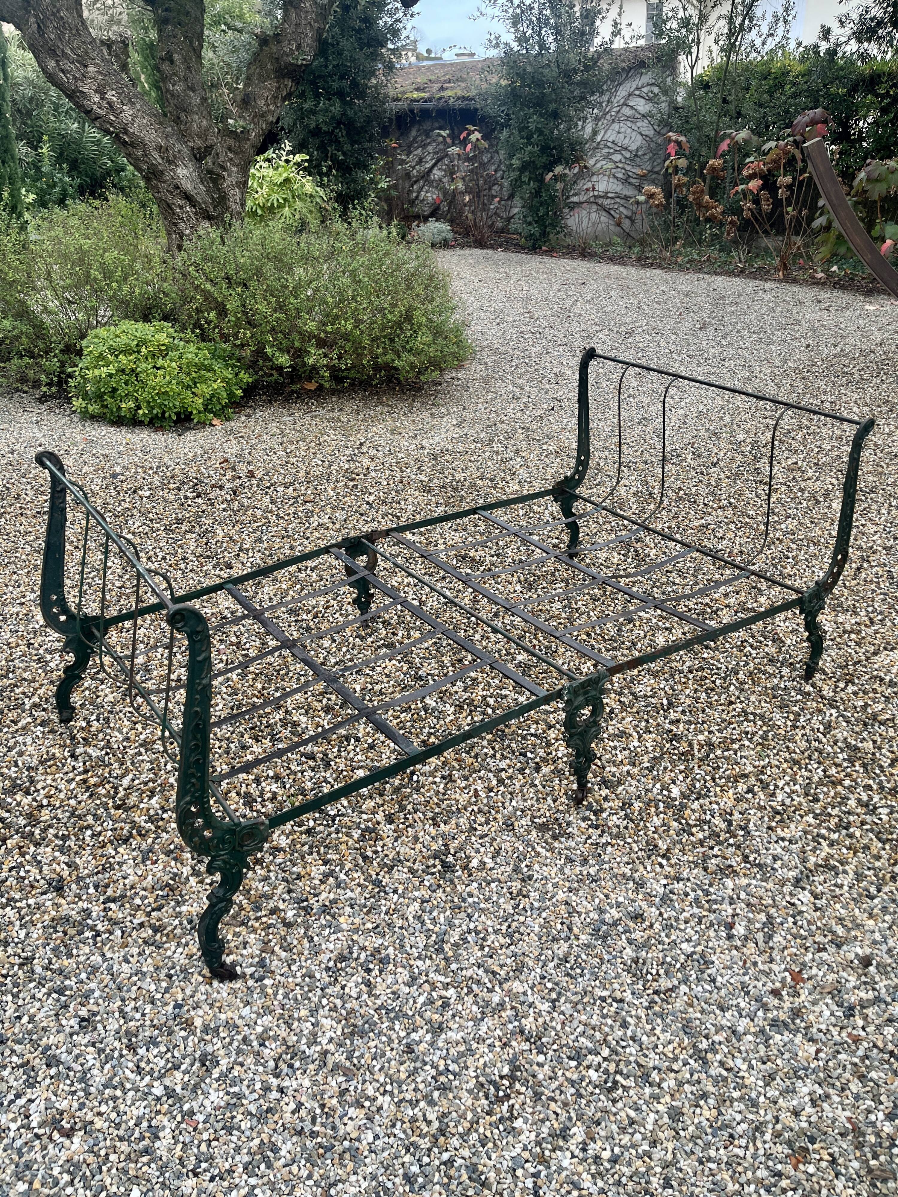 19th century French folding iron daybed