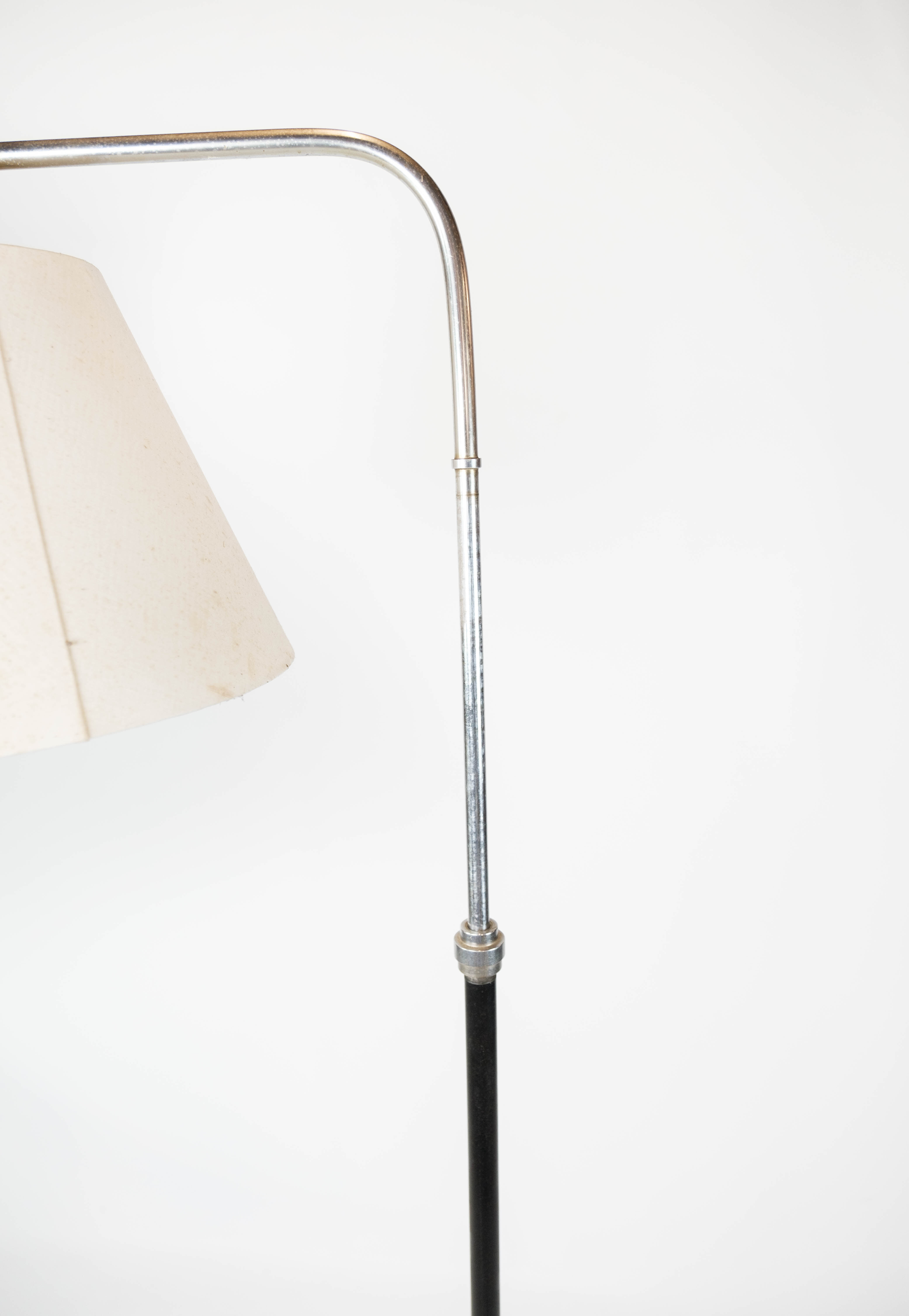 Floor lamp of chrome and black painted metal of Danish design, 1970s