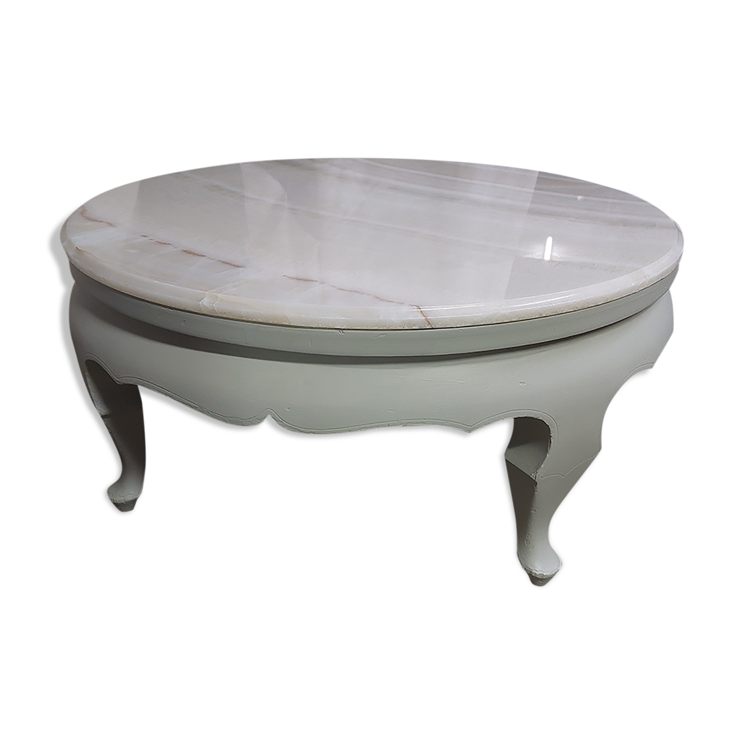 Table basse ronde avec plateau en marbre