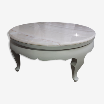 Table basse ronde avec plateau en marbre