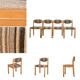 Suite of 4 chairs self beech brass and wool 1960