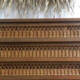 Vintage wood and rattan chest of drawers