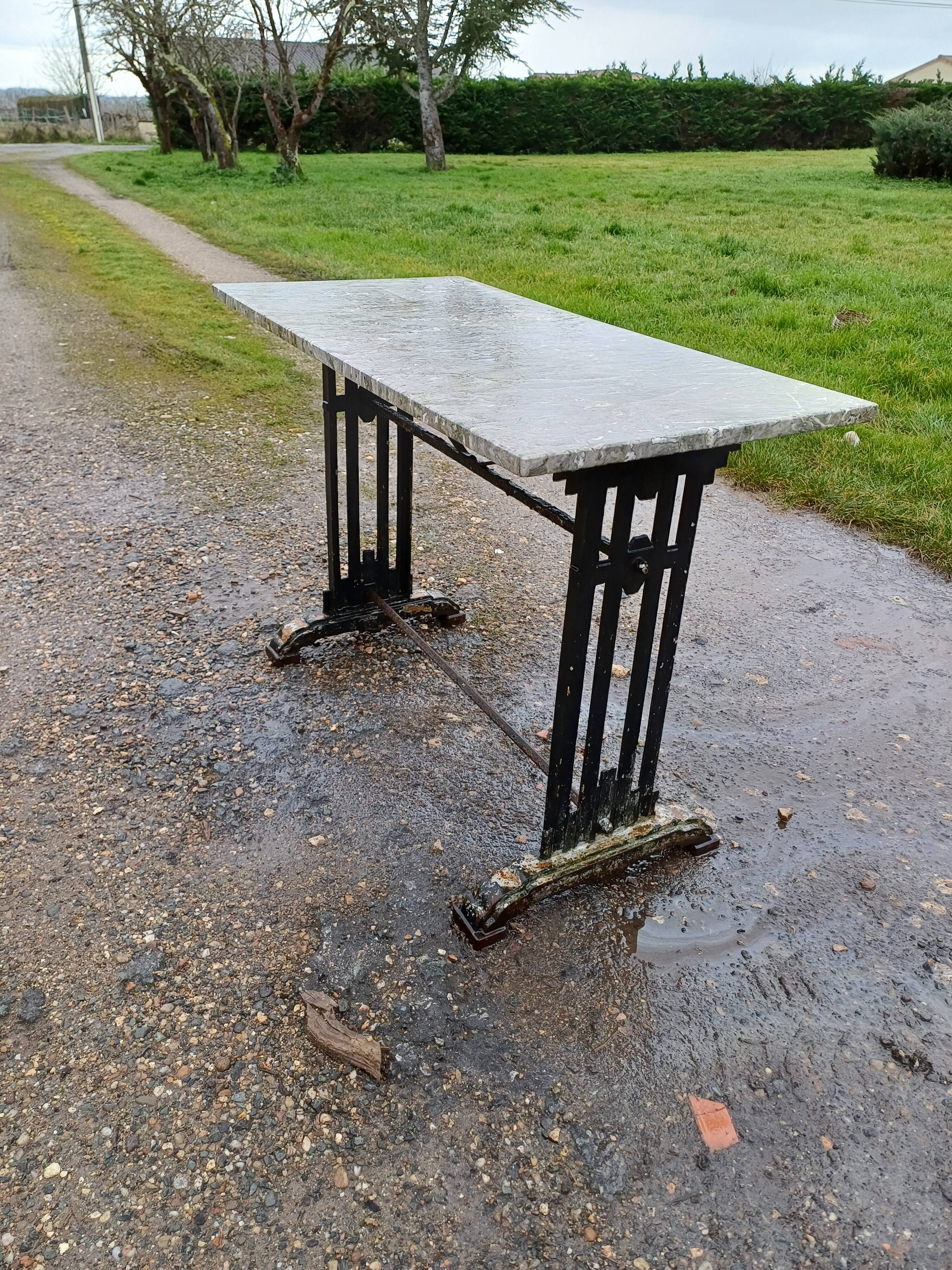 Art Deco Cast Iron and Marble Bistro Table