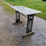 Art Deco Cast Iron and Marble Bistro Table