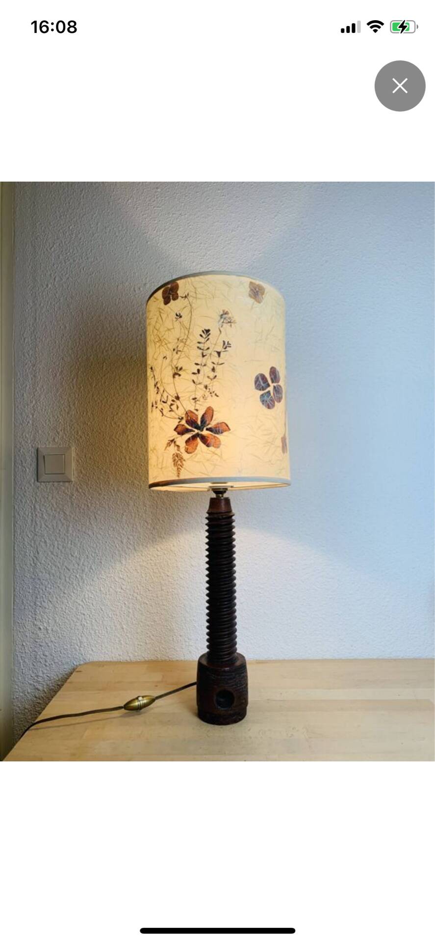 Lampe brutaliste art populaire 73 cm, bois tourné