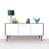 Vintage wooden sideboard with white fronts, 1960s