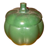 Candy box / glass sugar bowl in the shape of a green pumpkin