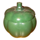 Candy box / glass sugar bowl in the shape of a green pumpkin