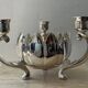 Lotus candle holder vintage spade flowers 3 lights silver metal