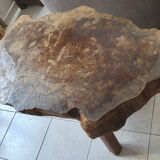 tree trunk table, brutalist, solid oak