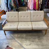 Scandinavian solid teak bench 1970