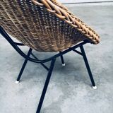 Wicker lounge chair in the style of Dirk Van Sliedregt for Rohé Noordwolde, Netherlands, 1960s.