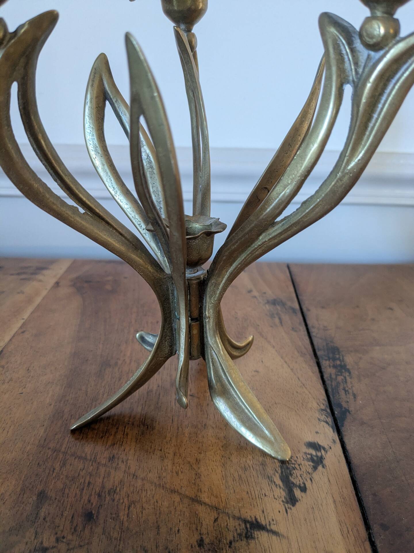 Art Nouveau brass flower chandelier