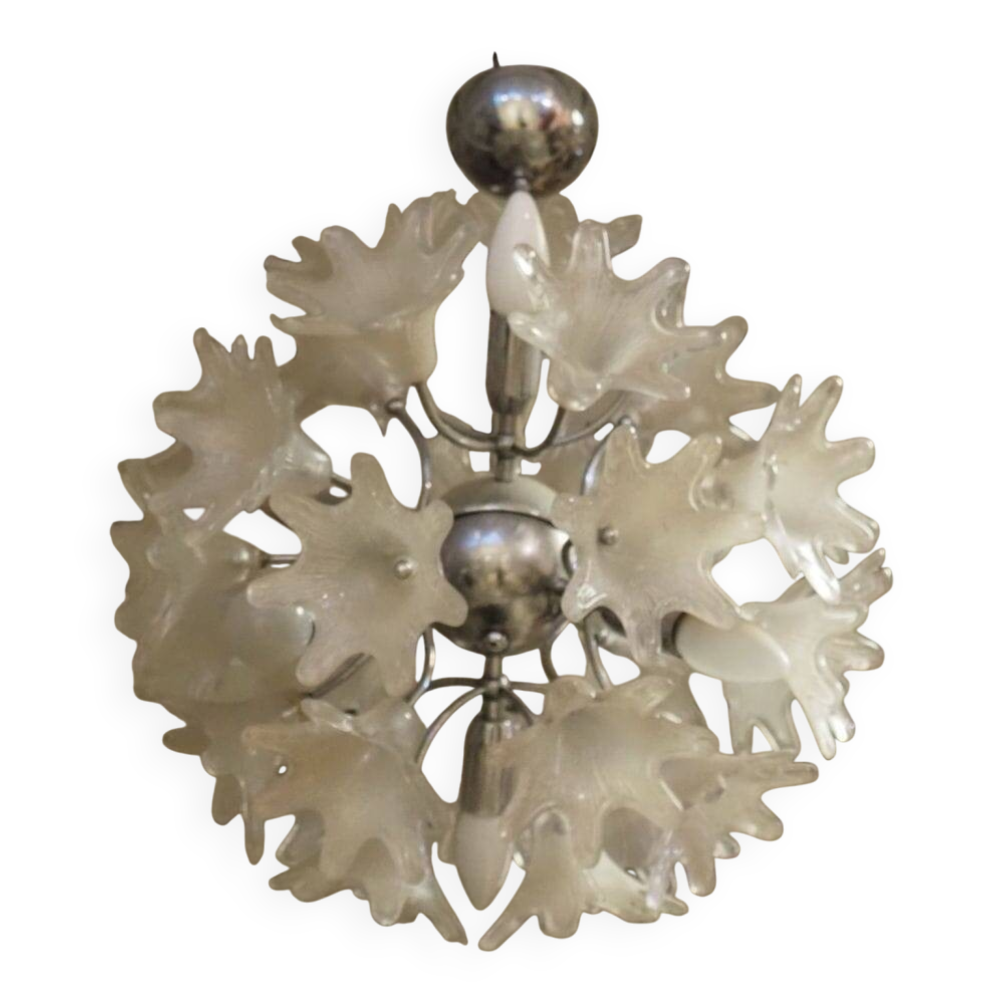 Murano glass chandeliers with flowers by Paolo Venini, Sputnik model