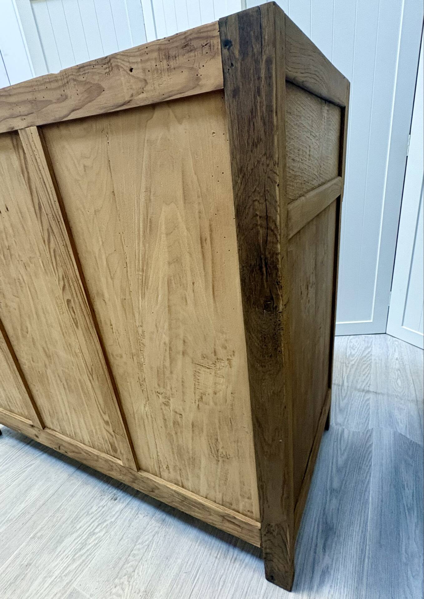 Antique Parisian buffet in oak and Carrara marble