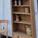 Vintage Parisian bookcase in raw wood - compass legs