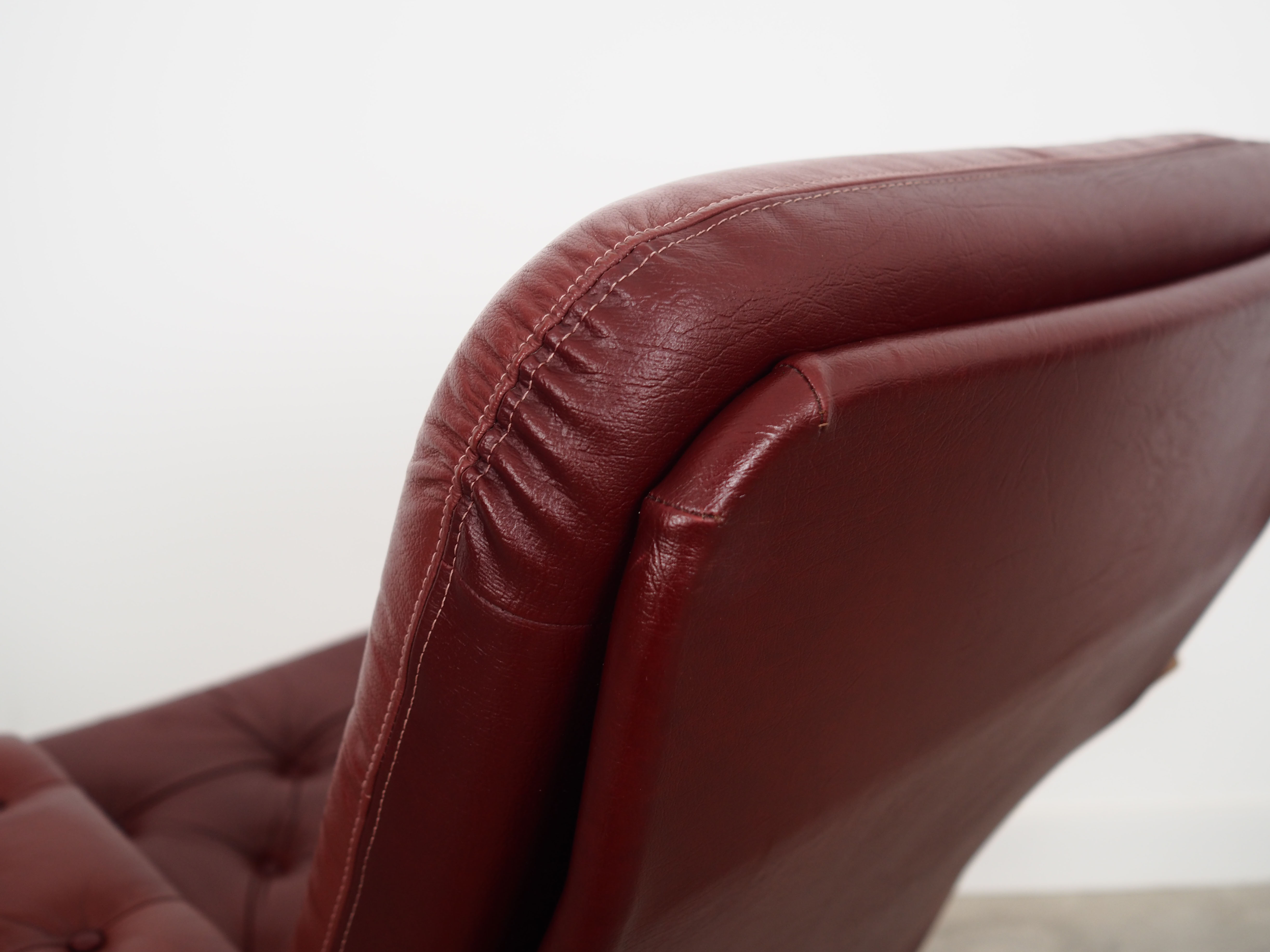 Leather swivel armchair, Danish design, 1970s, made in Denmark