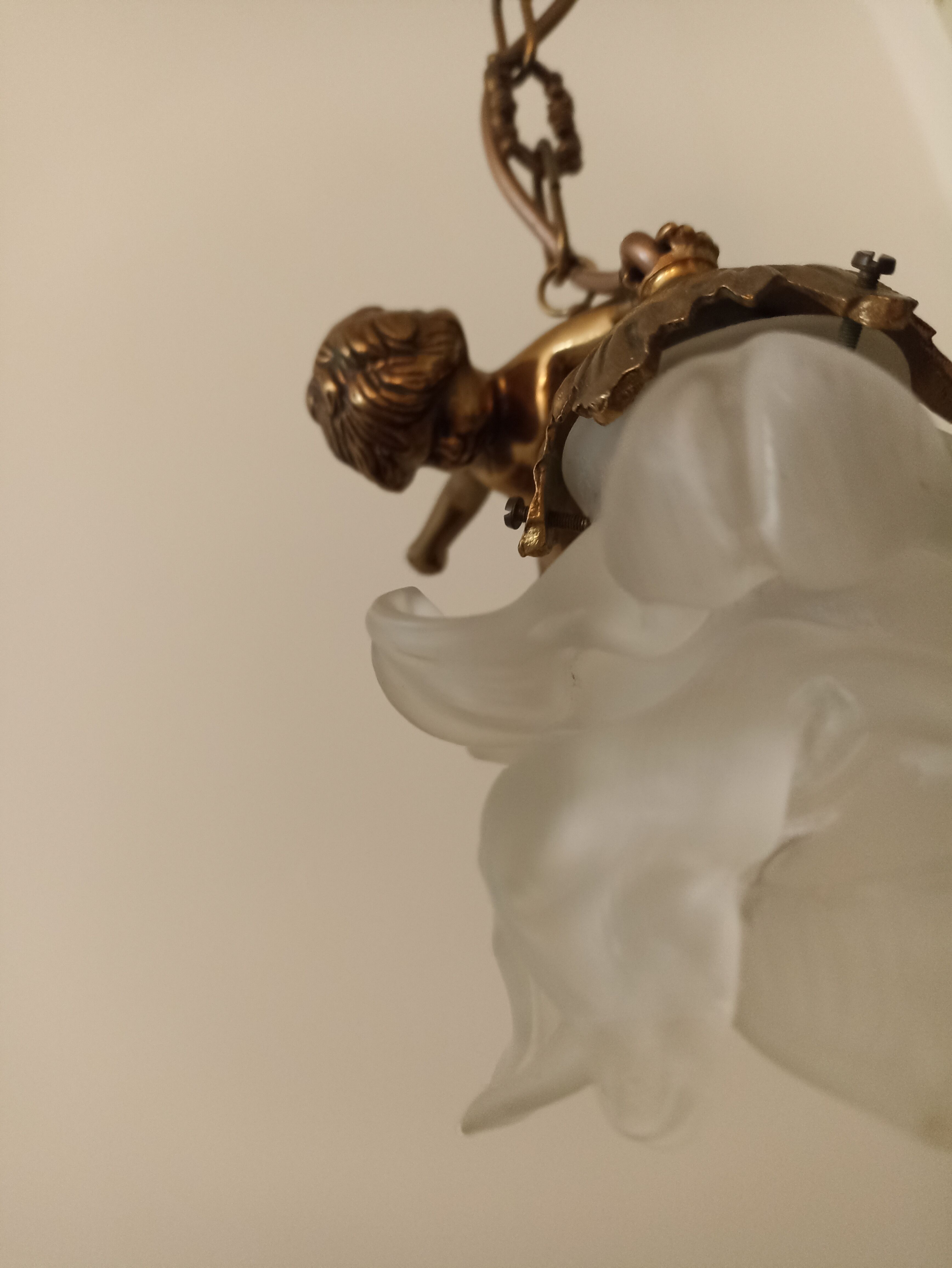 Bronze wall lamp and angel glass paste