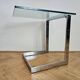 Midcentury Design Cantilevered Glass & Chrome Side Coffee Table, 1980s