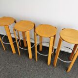 Set beech bar stools by Bruno Rey for Kusch + Co 1970's