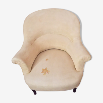 Fauteuil crapaud en coton jaune