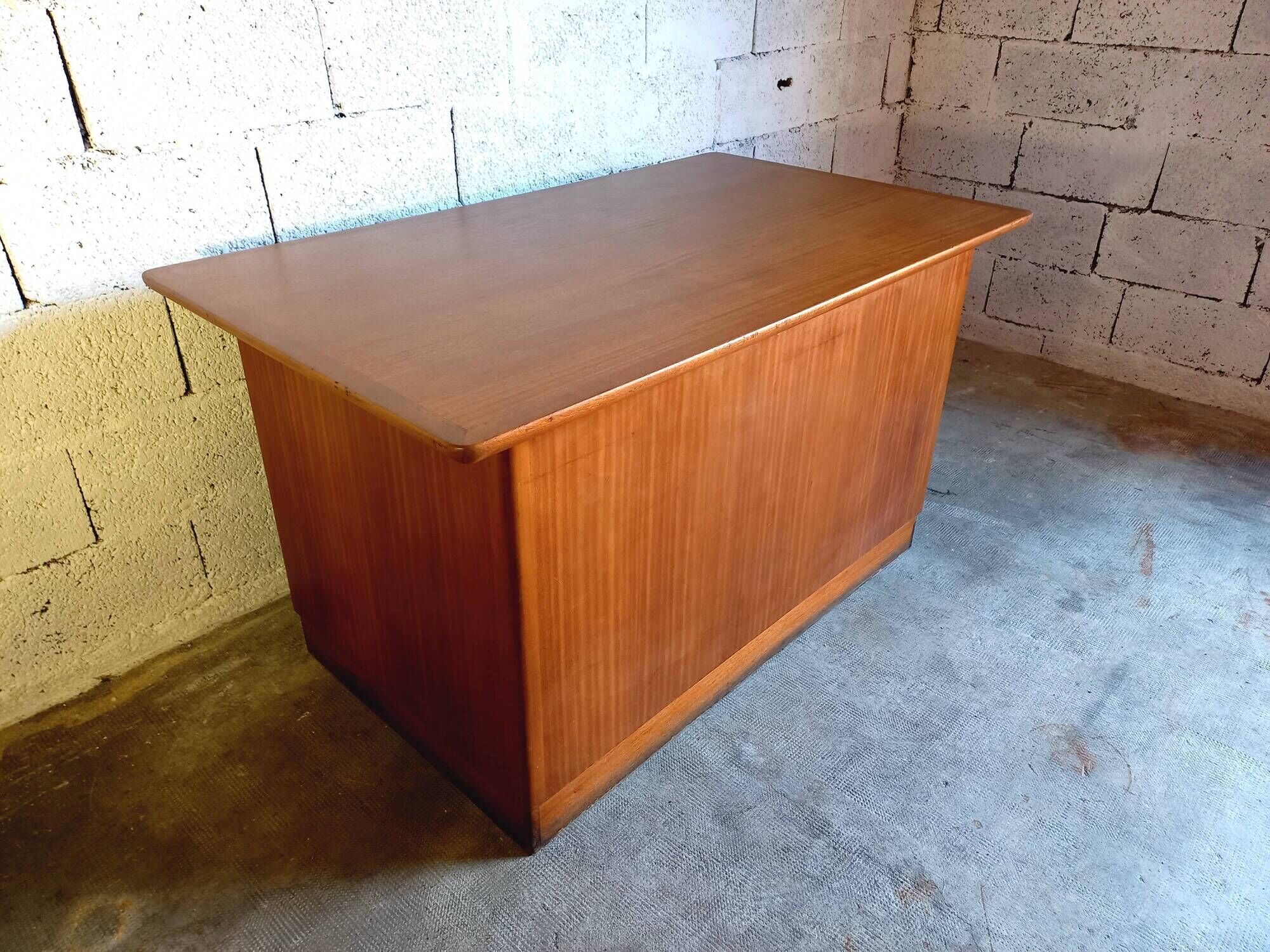 Bureau de direction vintage en bois et teck années 50/60