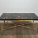 Neoclassical Brass Coffee Table with Lacquered Top Representing