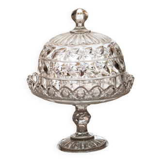 Cake stand with molded glass globe