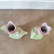 Paire vases soliflore art deco barbotine tulipe