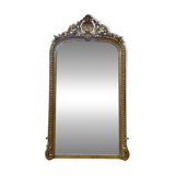 Miroir époque Napoléon III à fronton à la feuille d'or