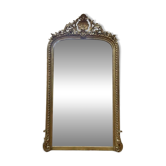 Miroir époque Napoléon III à fronton à la feuille d'or