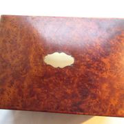 19th century Napoleon III box, blue silk padded jewelry box in elm burl