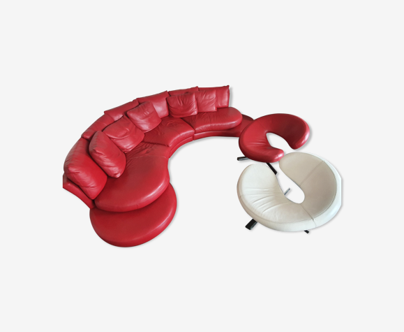 Sofa and 2 Roche Bobois leather armchairs