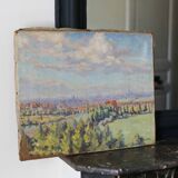 Georges Duvillier landscape "Between town and countryside" oil on canvas signed