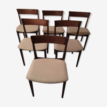 Lot de 6 chaises vintage années 60 palissandre