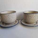 Set of two gray and blue ceramic lunches
